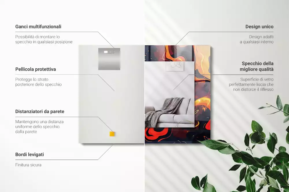 Obdélníkové dekorační zrcadlo Sopečná láva