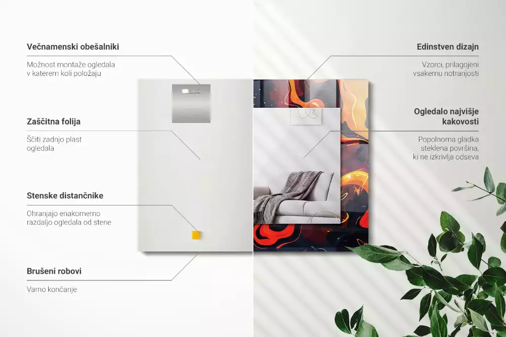 Obdélníkové dekorační zrcadlo Sopečná láva