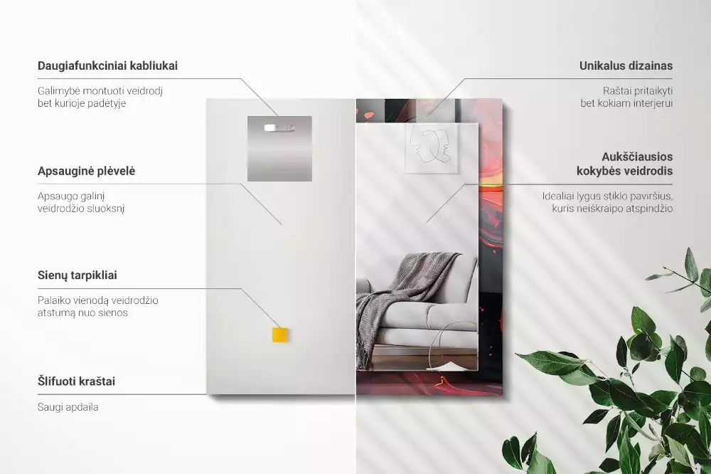 Obdélníkové dekorační zrcadlo Abstraktní láva