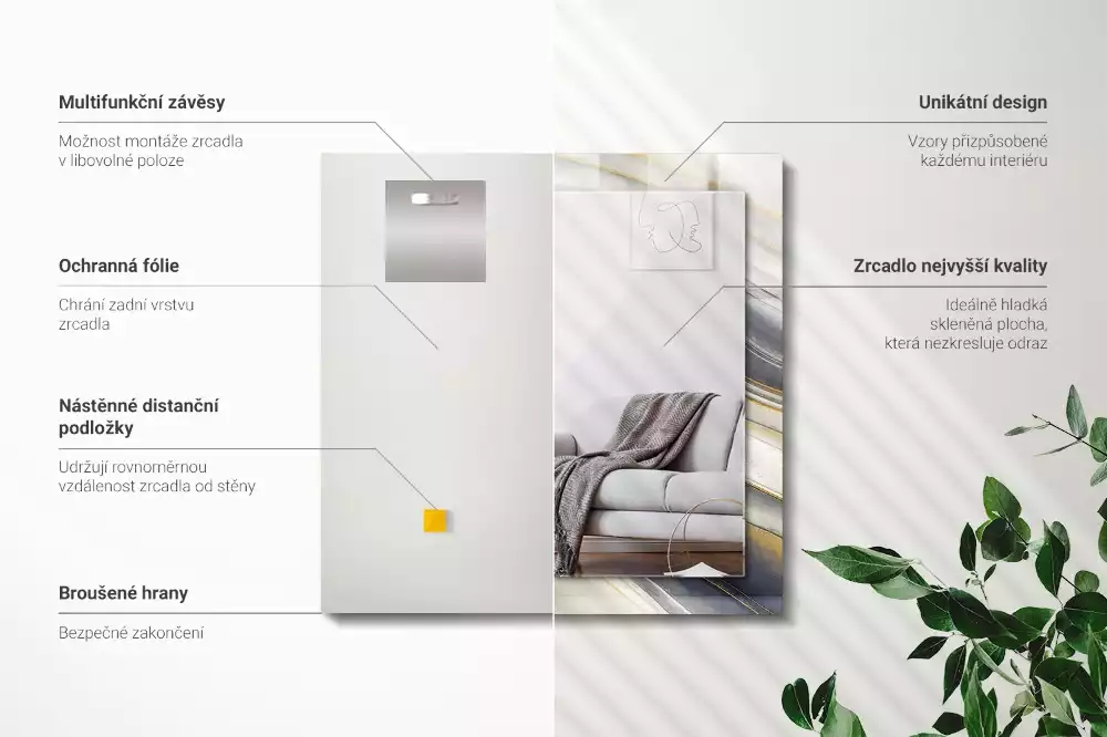 Obdélníkové dekorační zrcadlo Abstraktní barevné vlny