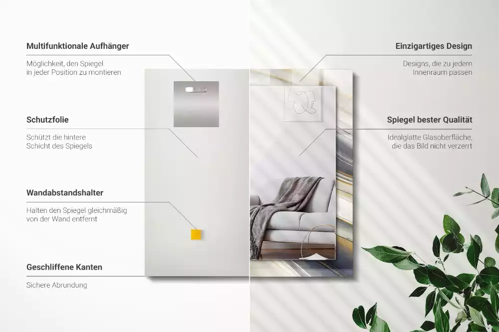 Obdélníkové dekorační zrcadlo Abstraktní barevné vlny