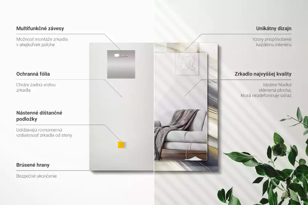 Obdélníkové dekorační zrcadlo Abstraktní barevné vlny