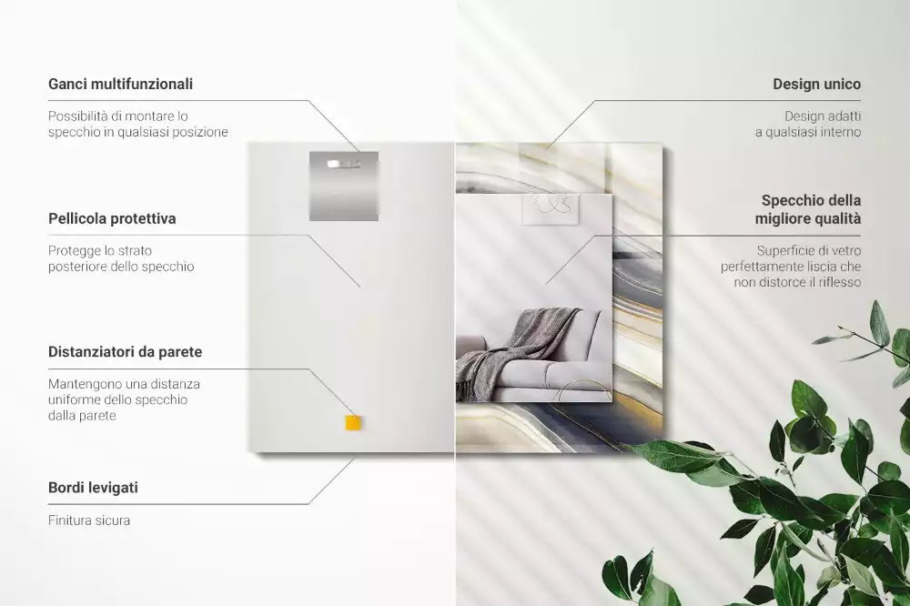 Obdélníkové dekorační zrcadlo Abstraktní barevné vlny