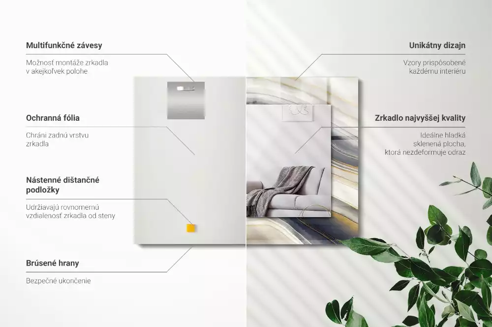 Obdélníkové dekorační zrcadlo Abstraktní barevné vlny