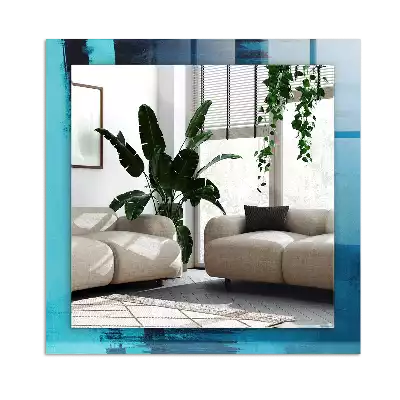 Obdélníkové dekorační zrcadlo Abstraktní modré umění