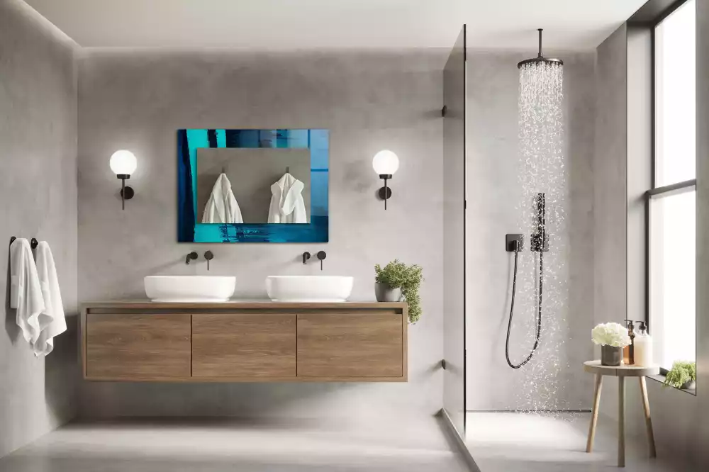 Obdélníkové dekorační zrcadlo Abstraktní modré umění