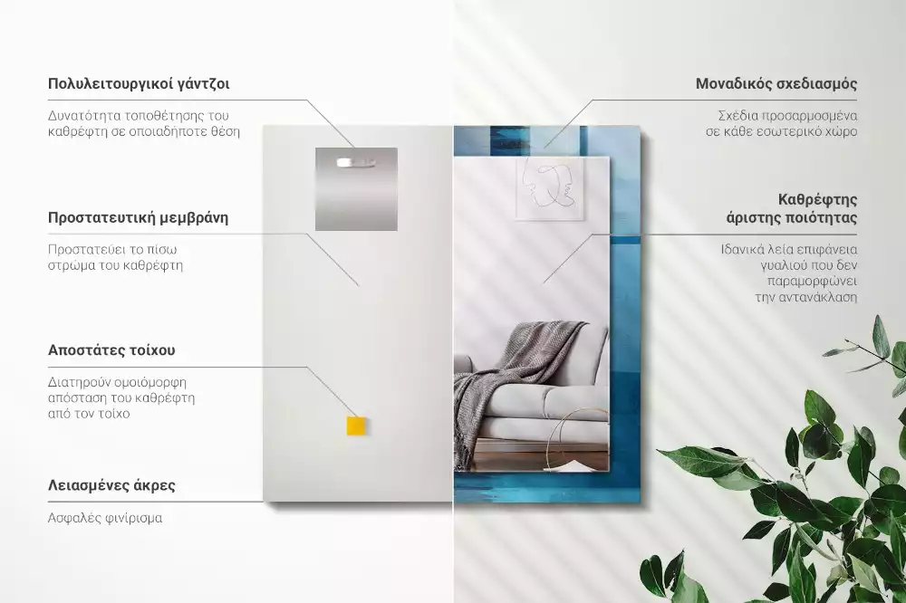 Obdélníkové dekorační zrcadlo Abstraktní modré umění