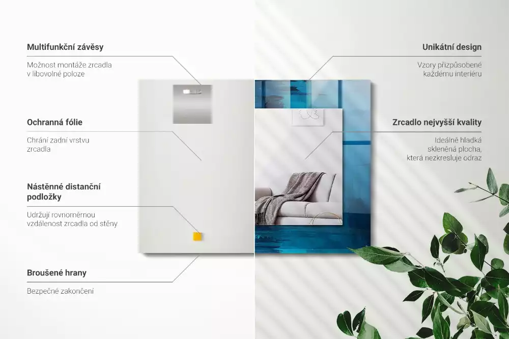 Obdélníkové dekorační zrcadlo Abstraktní modré umění