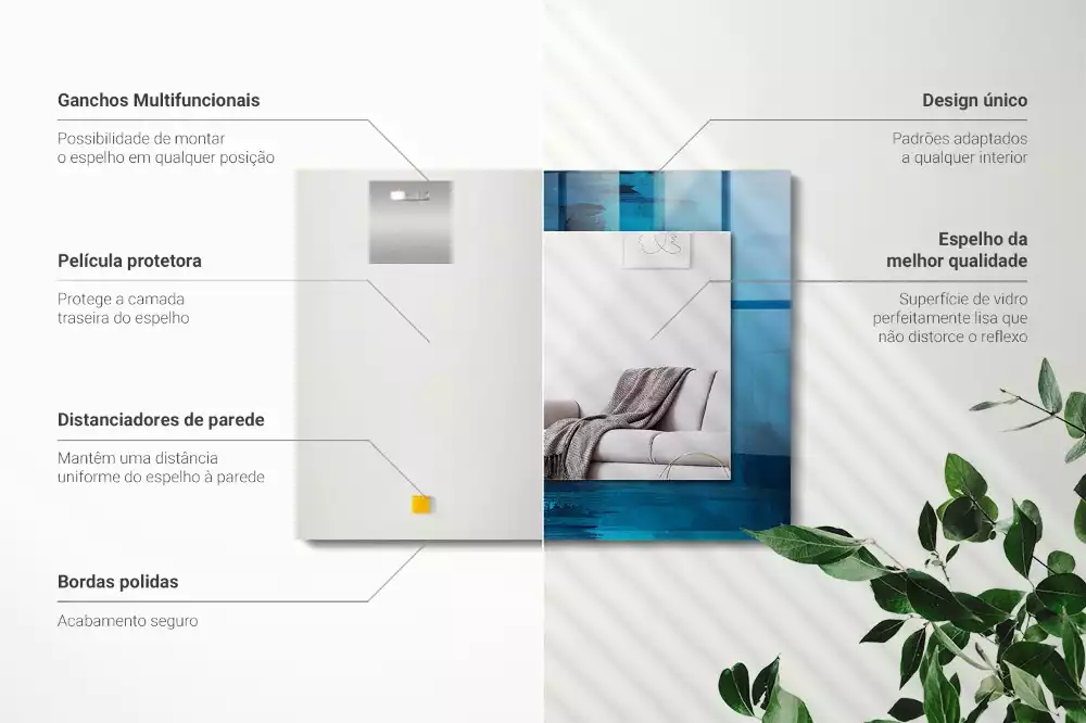 Obdélníkové dekorační zrcadlo Abstraktní modré umění