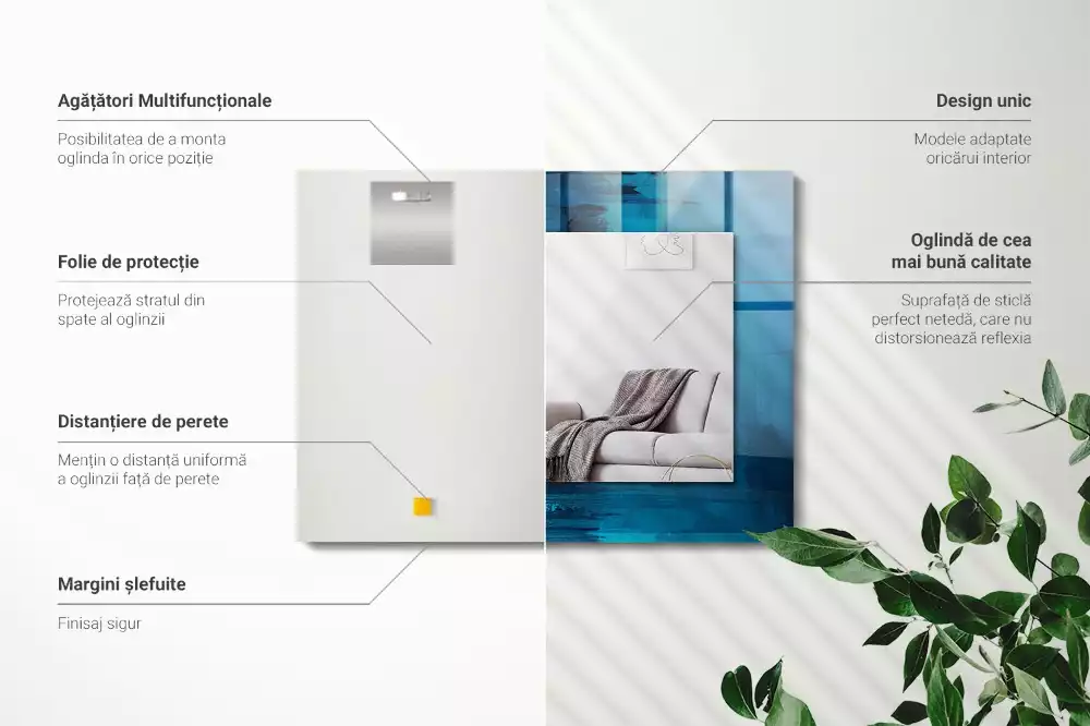 Obdélníkové dekorační zrcadlo Abstraktní modré umění