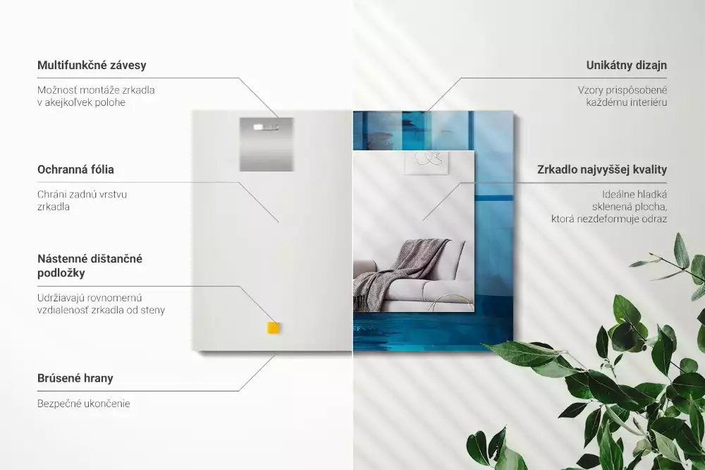 Obdélníkové dekorační zrcadlo Abstraktní modré umění