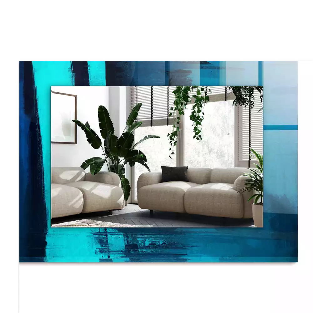 Obdélníkové dekorační zrcadlo Abstraktní modré umění