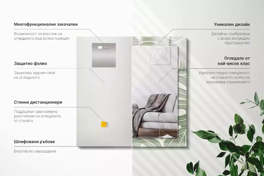 Obdélníkové dekorační zrcadlo Monstera odchází