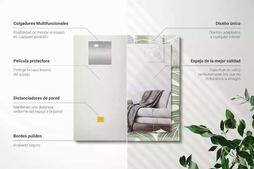 Obdélníkové dekorační zrcadlo Monstera odchází