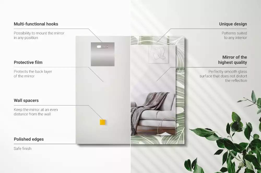 Obdélníkové dekorační zrcadlo Monstera odchází