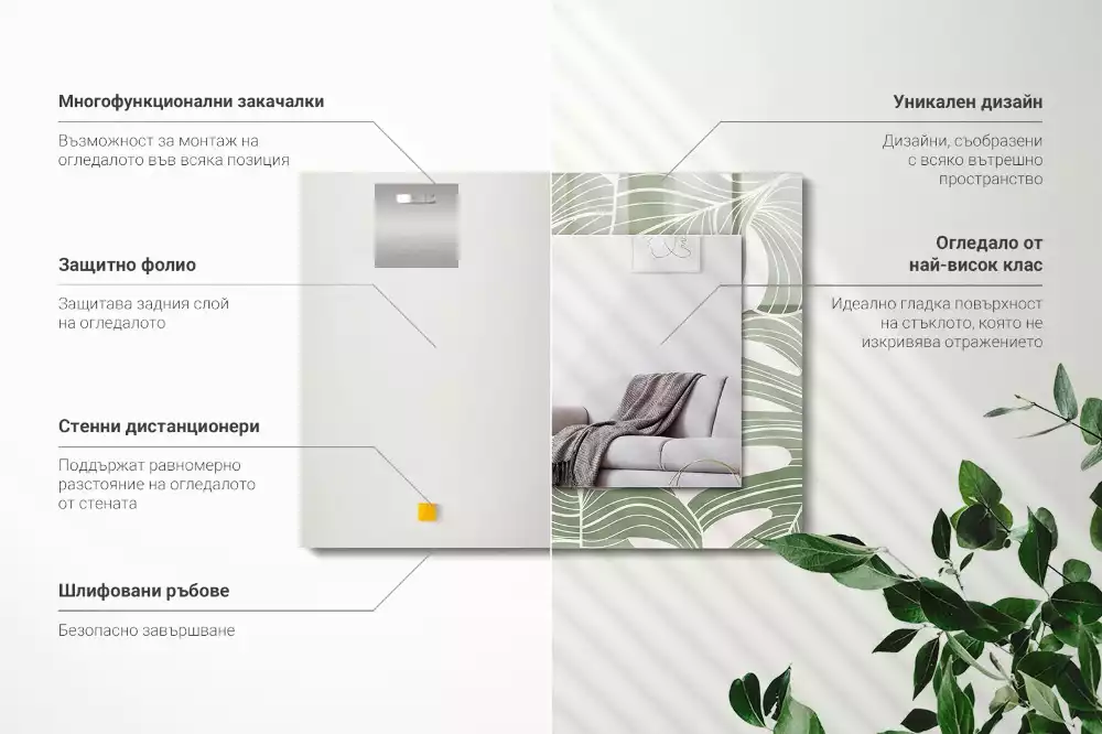 Obdélníkové dekorační zrcadlo Monstera odchází