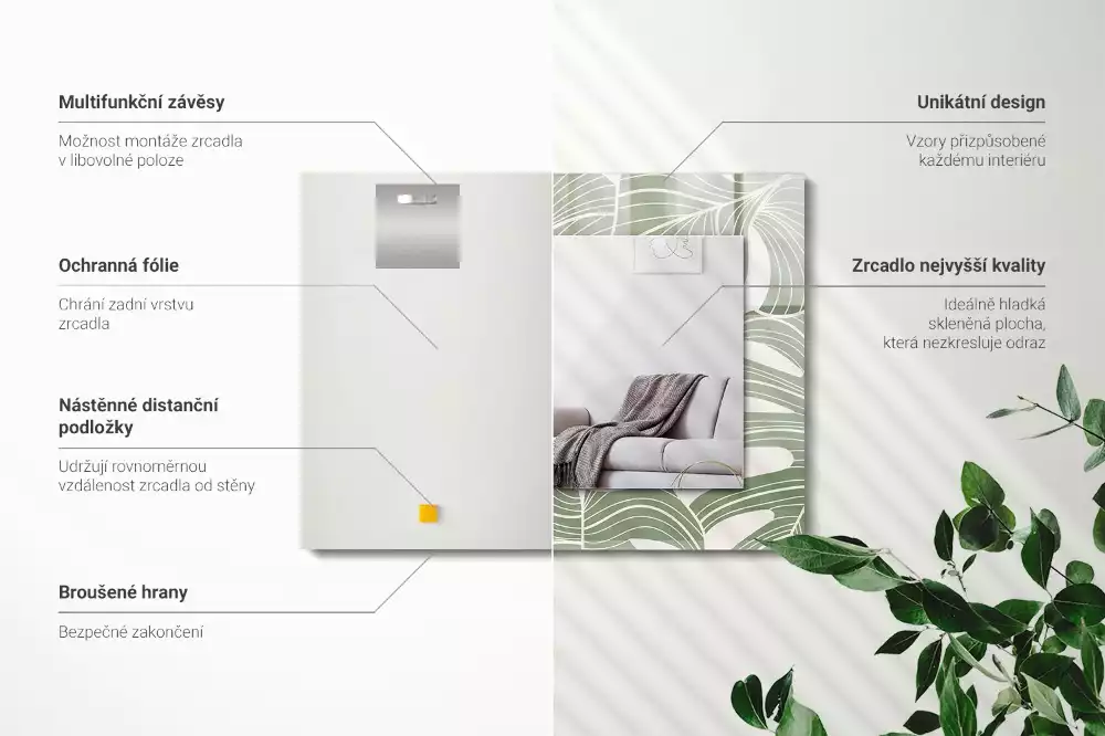 Obdélníkové dekorační zrcadlo Monstera odchází