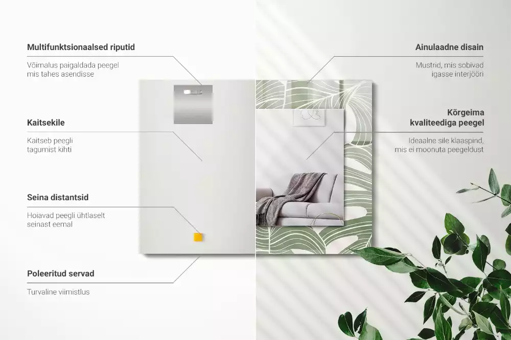 Obdélníkové dekorační zrcadlo Monstera odchází