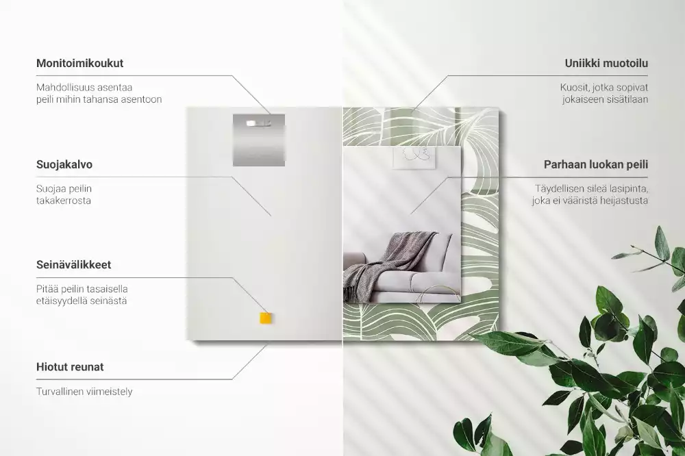 Obdélníkové dekorační zrcadlo Monstera odchází