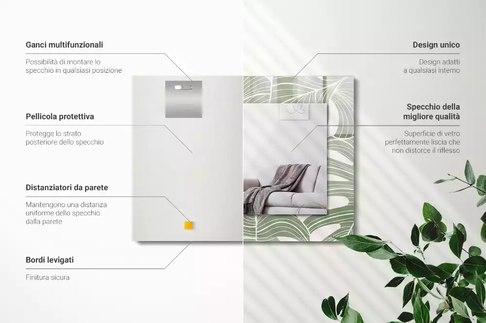 Obdélníkové dekorační zrcadlo Monstera odchází