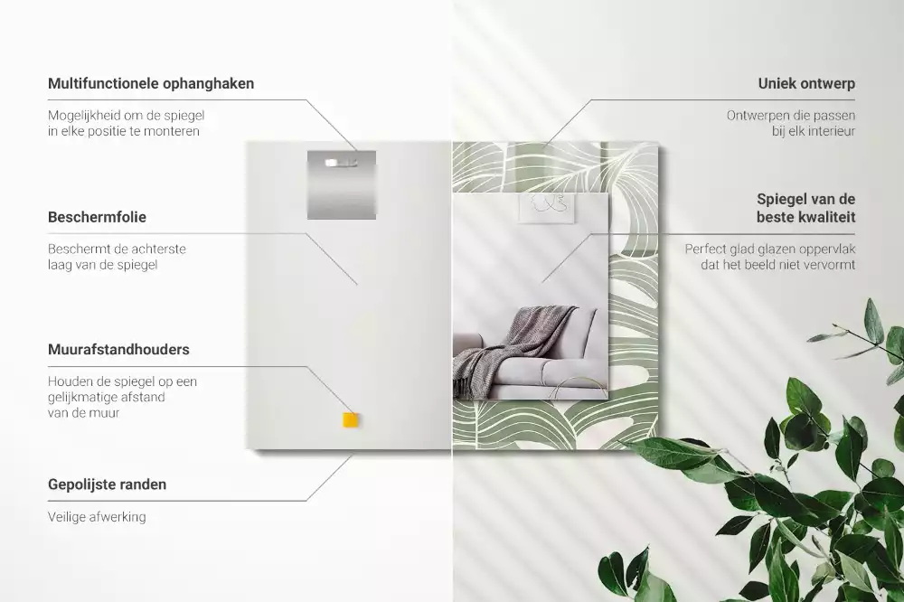 Obdélníkové dekorační zrcadlo Monstera odchází