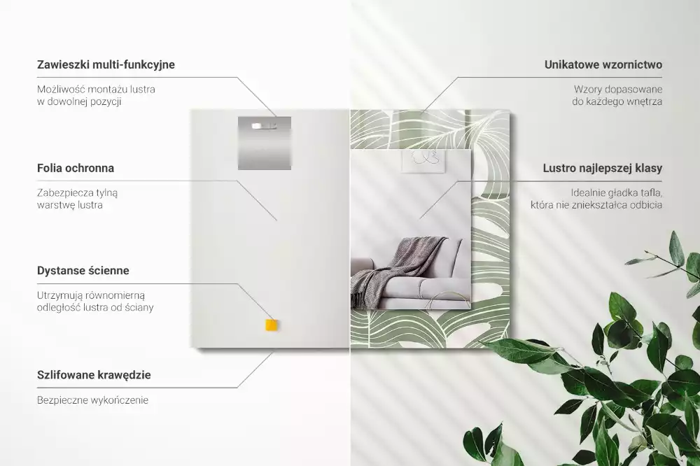 Obdélníkové dekorační zrcadlo Monstera odchází