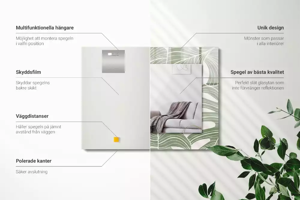 Obdélníkové dekorační zrcadlo Monstera odchází