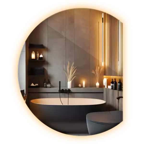 Kruhové zrcadlo ¾ poutavý s LED