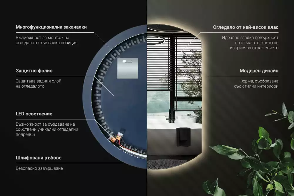 Kruhové zrcadlo ¾ poutavý s LED