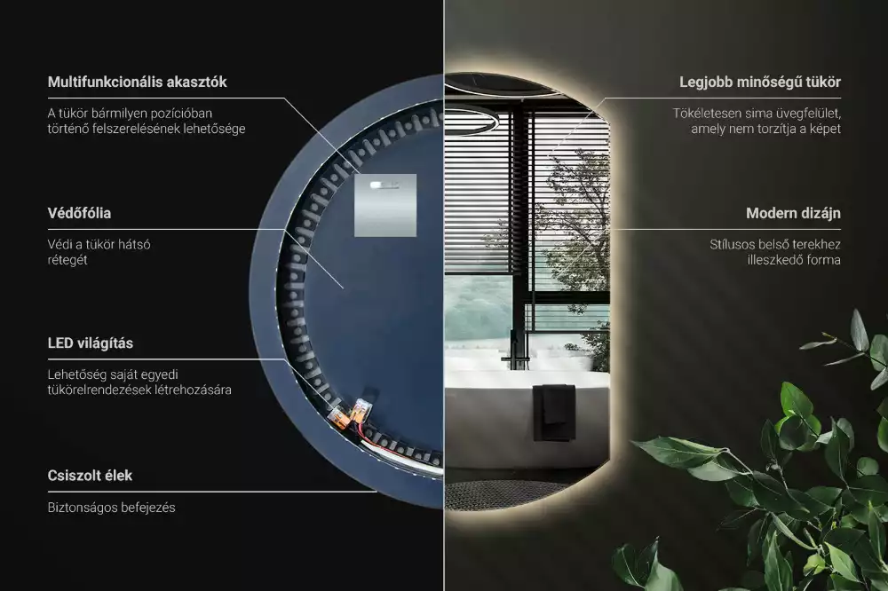Kruhové zrcadlo ¾ poutavý s LED