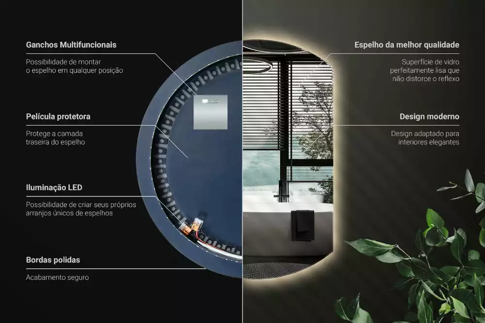 Kruhové zrcadlo ¾ poutavý s LED