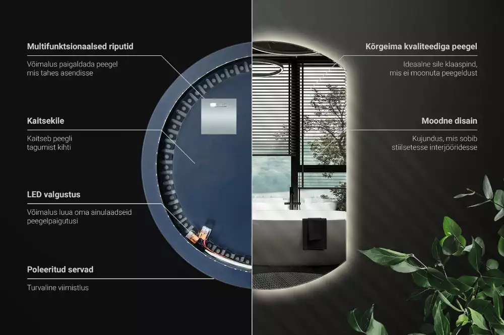 Kruhové zrcadlo ¾ poutavý s LED