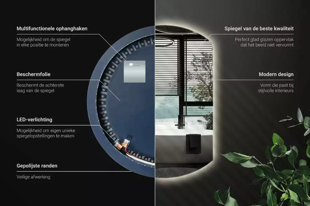 Kruhové zrcadlo ¾ poutavý s LED