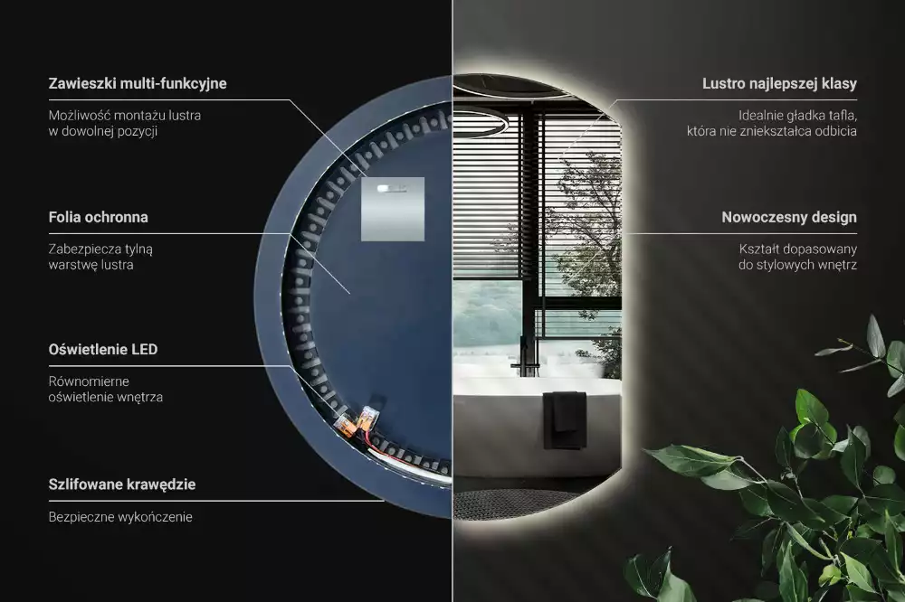 Kruhové zrcadlo ¾ poutavý s LED