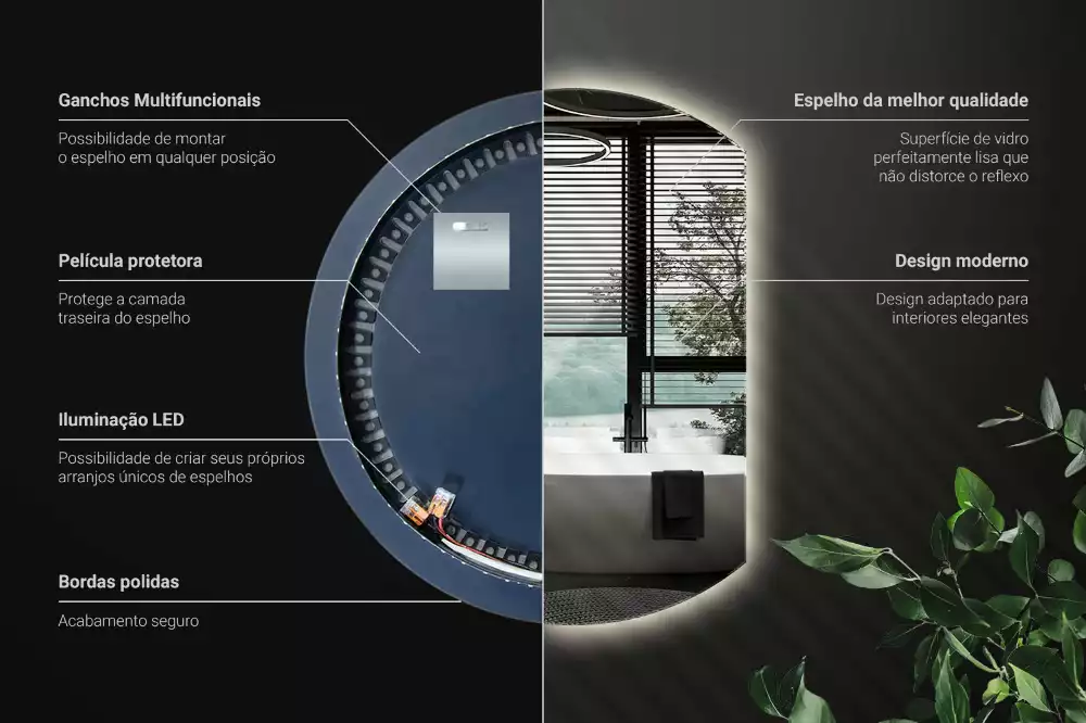 Kruhové zrcadlo ¾ poutavý s LED