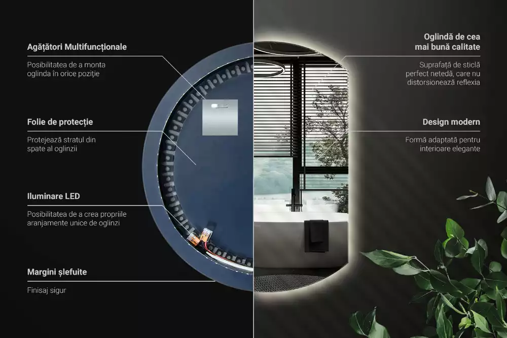 Kruhové zrcadlo ¾ poutavý s LED