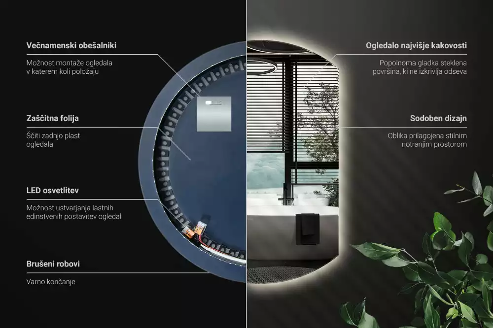 Kruhové zrcadlo ¾ poutavý s LED