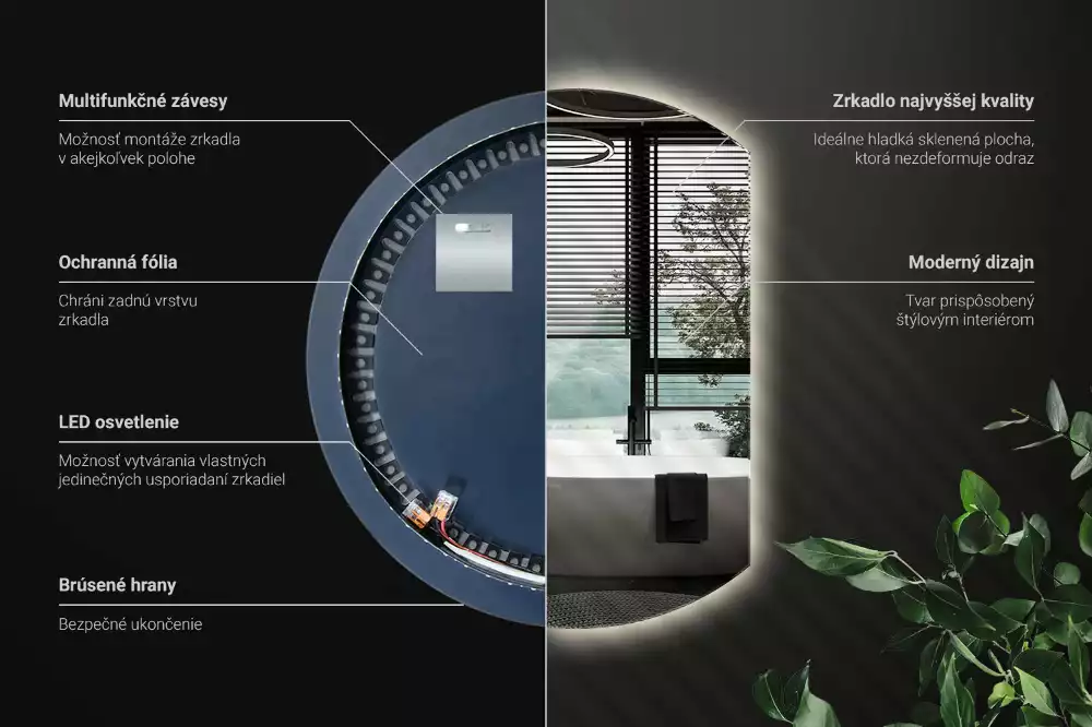 Kruhové zrcadlo ¾ poutavý s LED