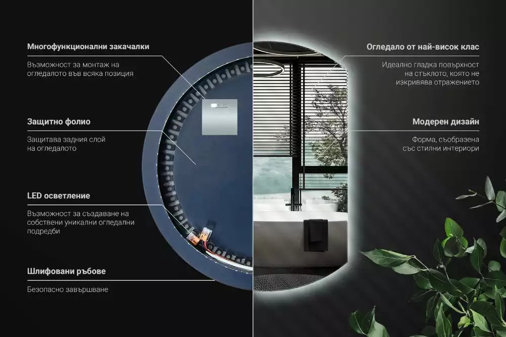 Kruhové zrcadlo ¾ poutavý s LED