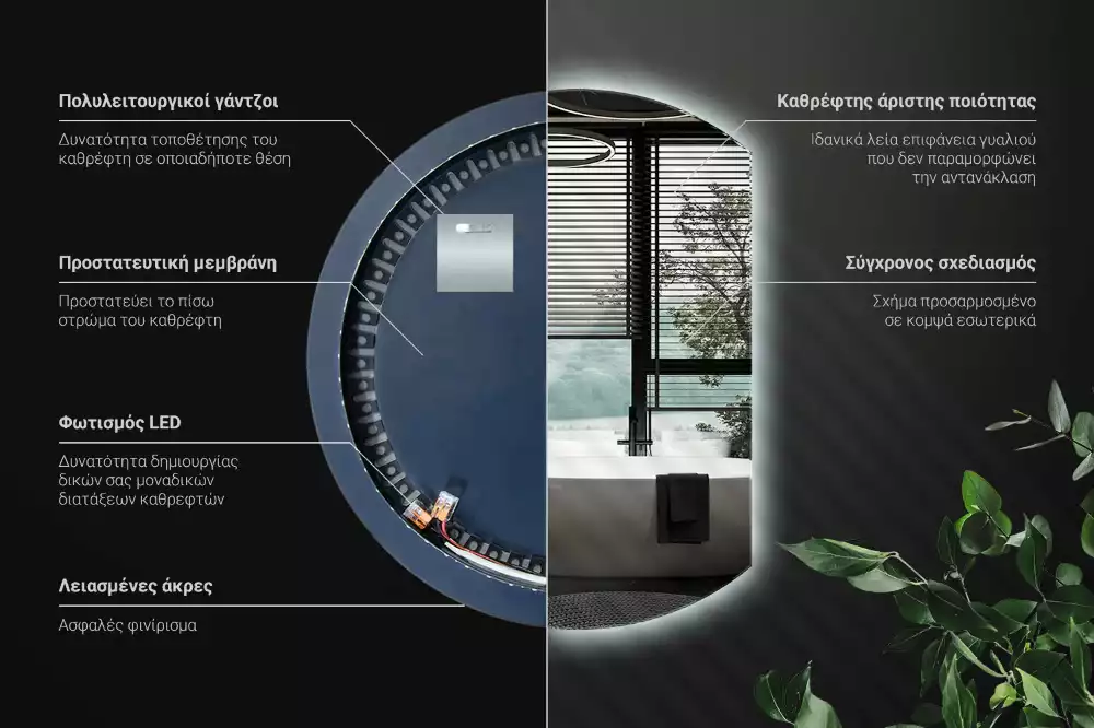 Kruhové zrcadlo ¾ poutavý s LED