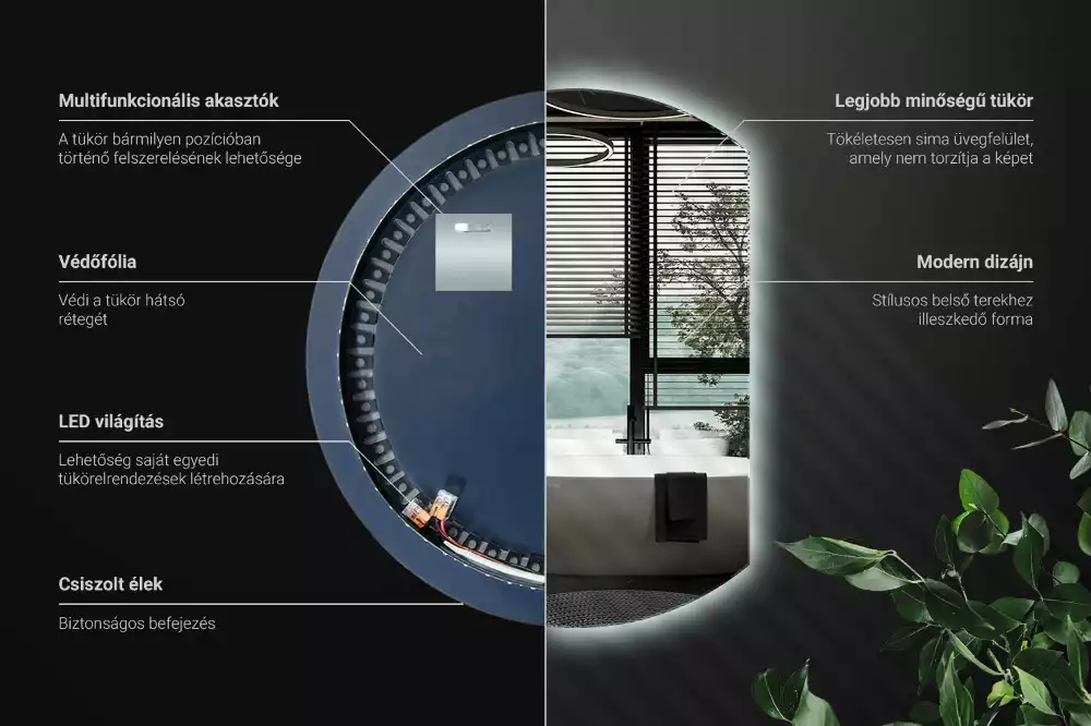 Kruhové zrcadlo ¾ poutavý s LED