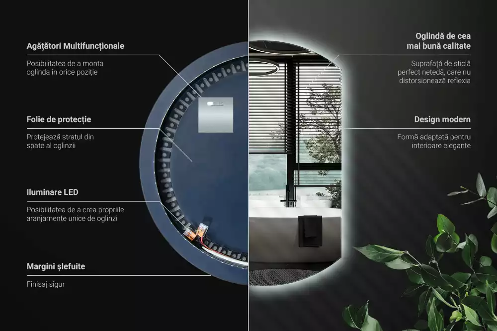 Kruhové zrcadlo ¾ poutavý s LED