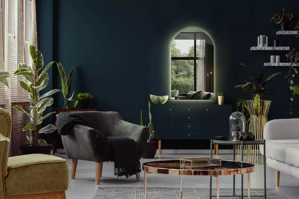 Obloukové zrcadlo s led podsvícením