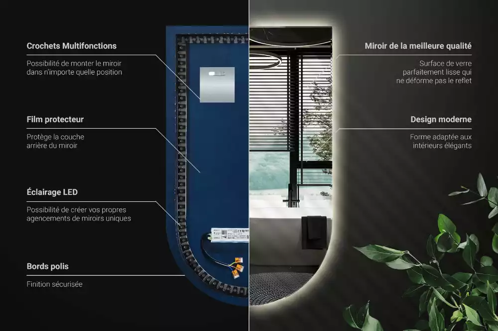 Obloukové zrcadlo s led podsvícením