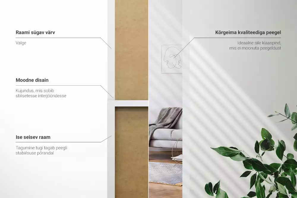 Stojící zrcadlo v bílém rámu