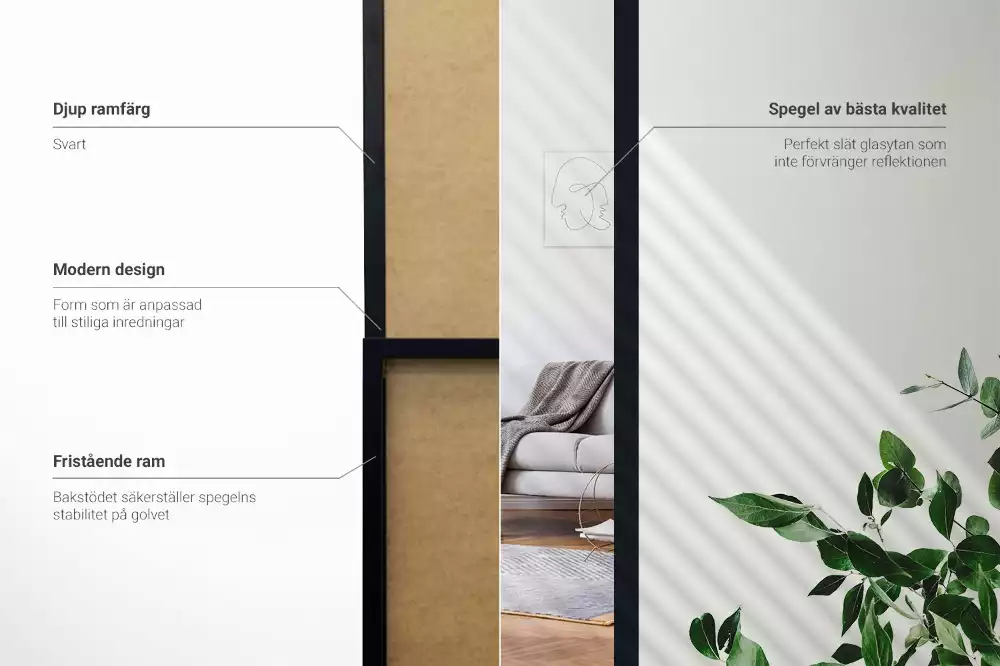 Stojící zrcadlo v černém rámu