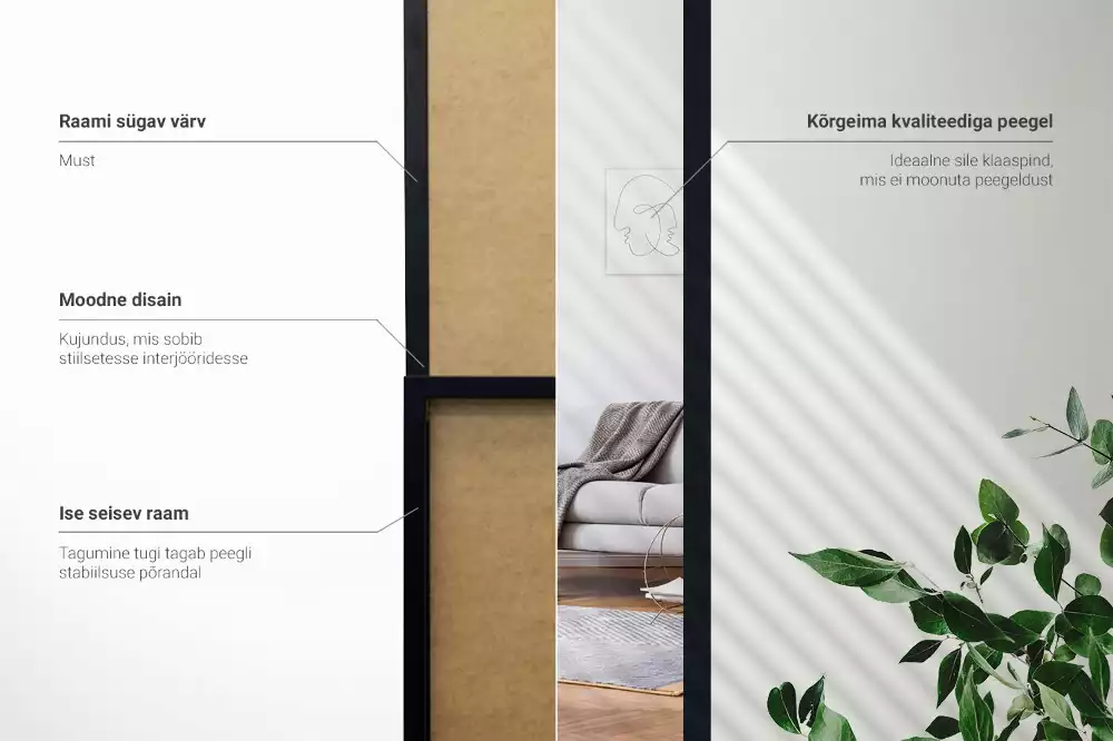 Stojící zrcadlo v černém rámu