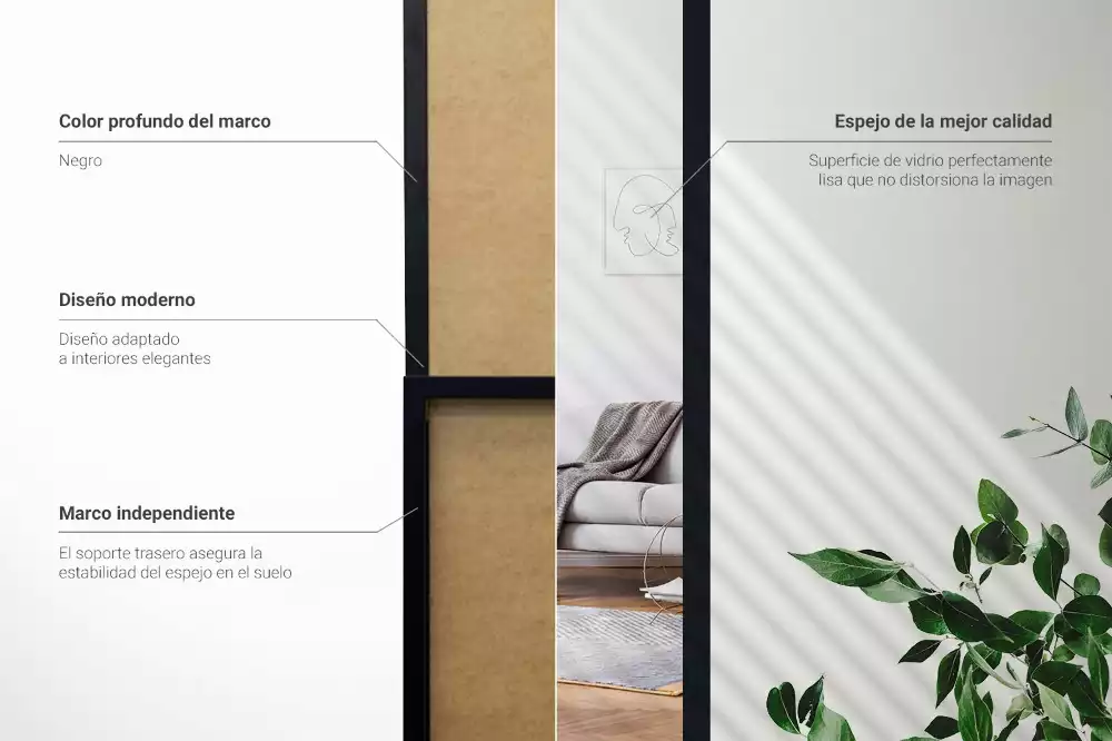 Stojící zrcadlo v černém rámu