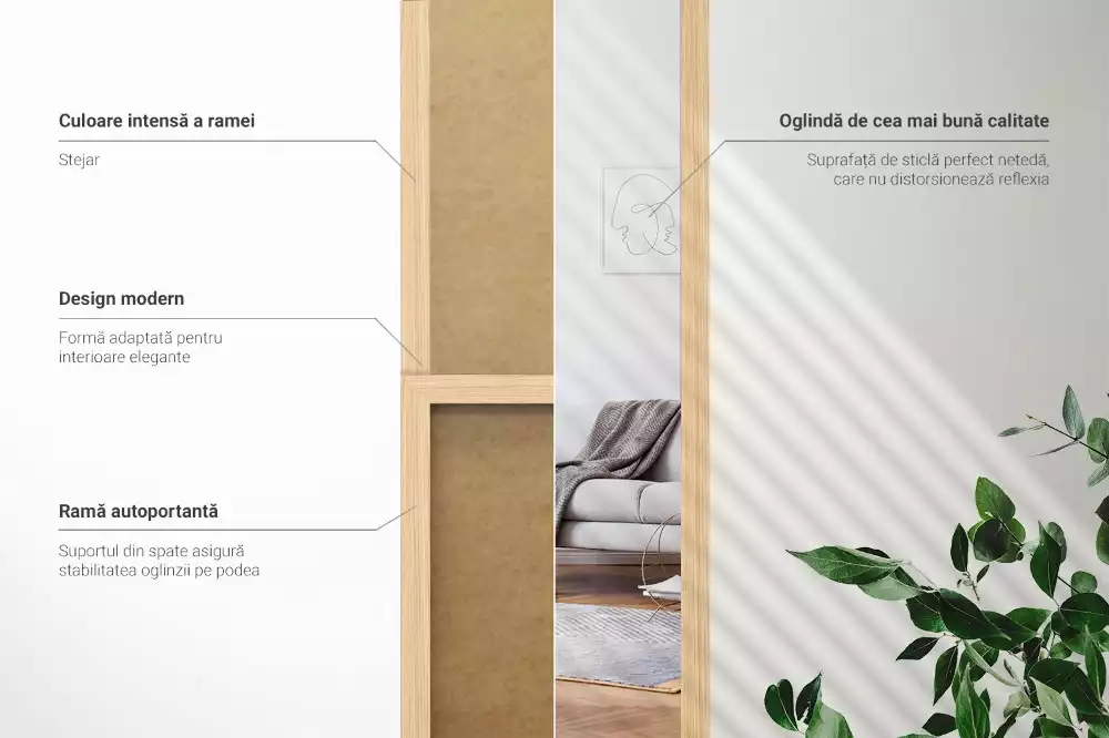 Stojící zrcadlo v dubovém rámu