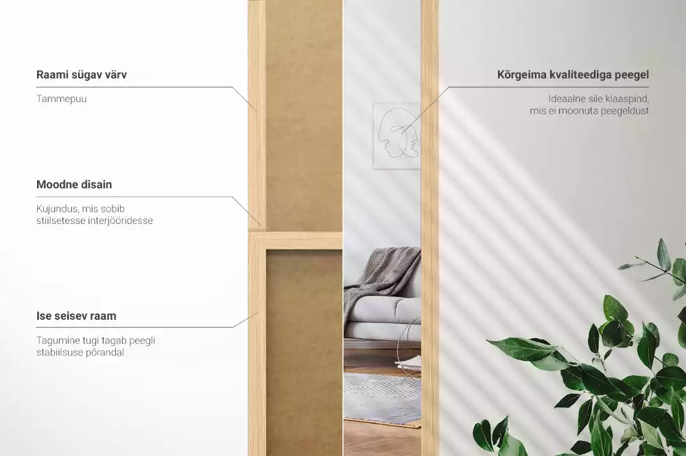 Stojící zrcadlo v dubovém rámu